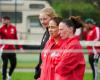 Soccer. While the mothers train, the children are at daycare in this club south of Caen