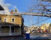 An apartment building in Nicolet is engulfed in flames