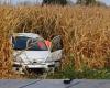 He loses control of his car and ends up in a cornfield in Maine-et-Loire