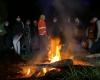 farmers camp on the edge of the A20 and the A89 to block food transport