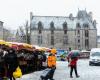 in Alençon, snow comes to the market