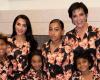 Kim Kardashian poses with her 4 children