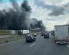 thick black smoke visible from the A6, a large fire in progress