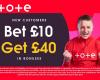 Arsenal vs Man Utd: Get £40 welcome bonus when you stake £10 on football with Tote today