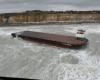 VIDEO. 120 meter barge runs aground on Normandy beach after two days drifting in storm Darragh