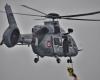 A sick sailor evacuated by air off the coast of La Hague, in the English Channel