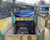 An impressive machine deployed under the collapsing road between Saint-Brieuc and Langueux