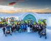 A local sculptor works on the most prestigious ice hotel