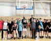 Pro basketball players Milan Milovanovic and Jamar Abrams teachers for a day at the Jean-Marie Le Bris college in Douarnenez