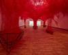 Japanese artist Chiharu Shiota weaves her paintings at the Grand Palais