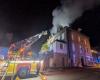 A fire devastates a building in Saint-Hilaire-du-Harcouët