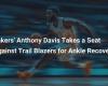 Lakers' Anthony Davis on the bench against the Trail Blazers to recover from his ankle