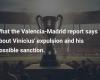 What does the Valencia-Madrid report say about the expulsion of Vinicius and his possible sanction?