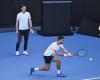 First training session for Novak Djokovic with Andy Murray in Melbourne