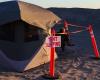 images of Malibu beach transformed into a village for firefighters