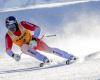 Franjo von Allmen celebrates his first World Cup victory in the Super-G in Wengen