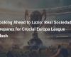 Pre-match against Lazio: Real Sociedad Prepares for a Crucial Duel in the Europa League