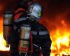 A house completely devoured by flames north east of Toulouse